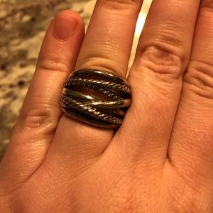 Authentic David Yurman Large Silver Crossover Ring
